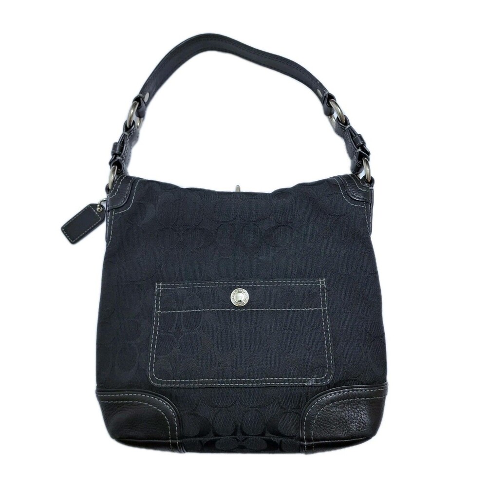 Coach Chelsea Handbag Hobo Black Signature Jacquard Purse Satchel Bag 10981